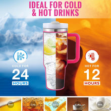 Load image into Gallery viewer, 40 Oz Tumbler With Handle Straw Insulated, Stainless Steel Spill Proof Vacuum Coffee Cup Tumbler With Lid Tapered Mug Gifts For Valentine Lover Suitable For Car Gym Office Travel
