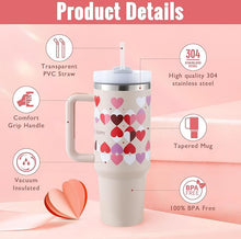 Load image into Gallery viewer, 40 Oz Tumbler With Handle Straw Insulated, Stainless Steel Spill Proof Vacuum Coffee Cup Tumbler With Lid Tapered Mug Gifts For Valentine Lover Suitable For Car Gym Office Travel
